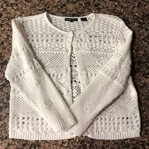 NWT Jeanne Pierre White Crochet Cardigan